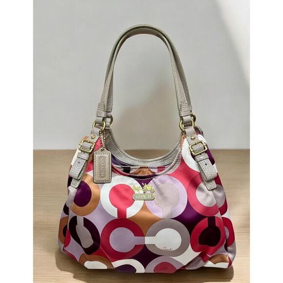 Coach 18764 Madison Op Art Maggie Shoulder Bag & Matching Key Chain Cardholder - Picture 2 of 15